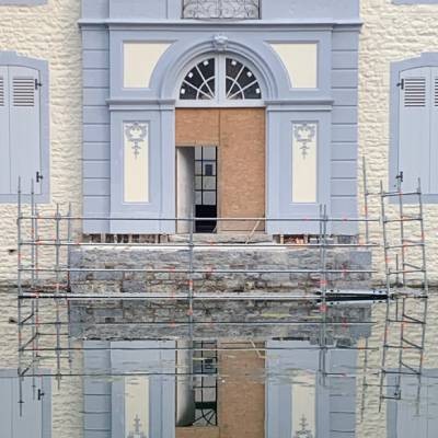 Réalisation d’enduits à la chaux au château des Jardins d’Annevoie